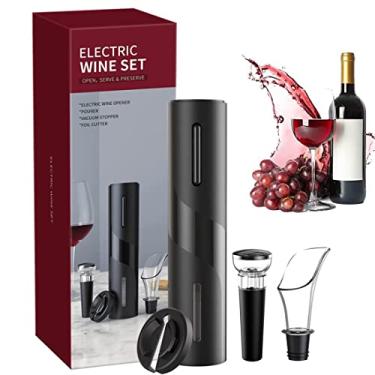 Imagem de Iruihoo Saca Rolhas Automático, Kit 4 em 1 Abridor De Garrafa Saca Rolhas Vinho Operado por bateria,conveniente velozes Preto