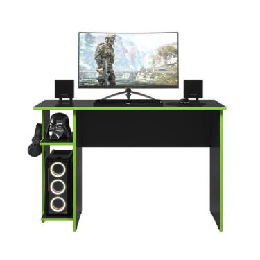Imagem de Escrivaninha Mesa Para Computador Gamer Preto Com Verde - Moveisaqui