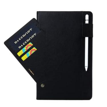 Imagem de ZiEuooo Capa protetora de couro à prova de quedas clássica exclusiva com cartão de mão para tablet Samsung Galaxy Tab S3 S4 S6 Lite A 10.1 A 8.0 A 10.5 (Tab S3 9.7 T820 T825, preta)