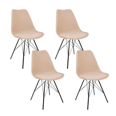 Imagem de Kit 4 Cadeiras Eames Leda Design Estofada Fendi Tower Preto