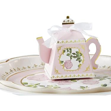 Imagem de Kate Aspen, Coleção Tea Time Capricho Caixa de lembrancinhas de chá (conjunto com 24), tamanho único, rosa e folha dourada (28592PK)