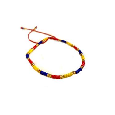 Imagem de CharmsOfTheWorld Pulseira fina feita à mão de Medellín - Colômbia Venezuela Equador Cores - Nó Ajustável