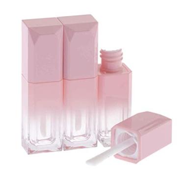 Imagem de Healthcom 10 peças 5 ml rosa gradiente vazio brilho labial tubos de plástico mini recarregável batom garrafa tubo de esmalte labial com varinha frascos de tubo de viagem DIY beleza maquiagem recipiente cosmético pote óleo labial