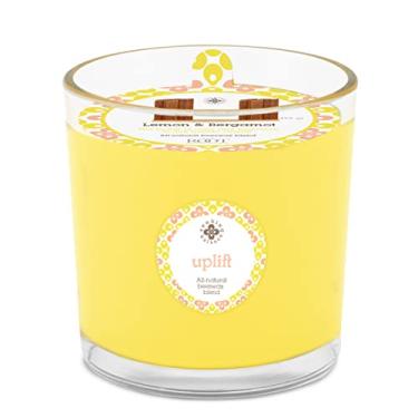 Imagem de Root Candles Seeking Balance Vela de aromaterapia com pavio duplo, 340 g, Uplift: Limão e bergamota