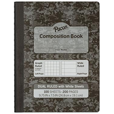 Imagem de Pacon Livro de composição com pauta dupla, cinza escuro, grade de 0,63 cm e 1,95 cm de largura, pautado 23,96 cm x 19,17 cm, 100 folhas