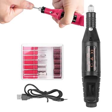 Imagem de Yajun Máquina de broca de unha elétrica conjunto de pedicure de manicure portátil USB limas de unhas brocas ferramentas de remoção de esmalte de gel para mulheres uso em salão doméstico, preto, 16 * 2 cm
