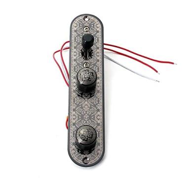 Imagem de 1 * placa de controle com fio, botões de velocidade cromados de liga de zinco + volume + controles de tom botão de interruptor de 3 vias para Telecaster