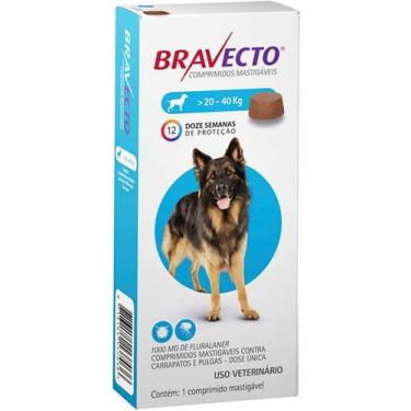 Imagem de Bravecto Antipulgas E Carrapatos Para Cães 20 Até 40Kg - 1 Comprimido