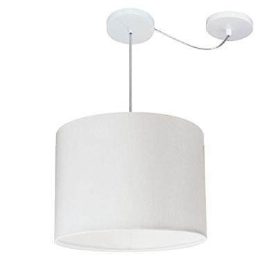 Imagem de Lustre Pendente com Desvio de Centro Cúpula Tecido 40x30 cm, Vivare Iluminação, Pendente4227 BR, Branco, Médio