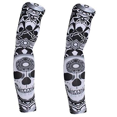 Imagem de Red Plume – Manga de braço masculina com estampa de heróis de proteção UV para ciclismo/corrida, caminhada/golfe, pesca, futebol americano