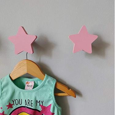 Imagem de 2 Penduradores De Parede Estrela Colorida Mdf Laminado