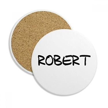 Imagem de Caneca porta-copos Robert com nome especial e escrita em inglês para proteção de mesa, pedra absorvente