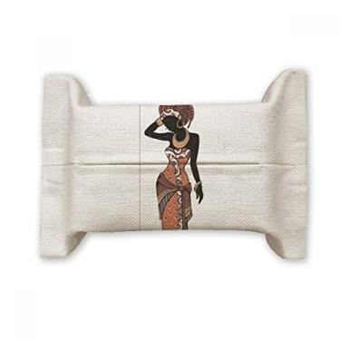 Imagem de African Savanna — Vestido feminino preto para lenços faciais, bolsa de linho de algodão