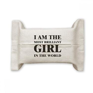 Imagem de Bolsa de linho de algodão para lenços faciais I Am The Brilliant Girl