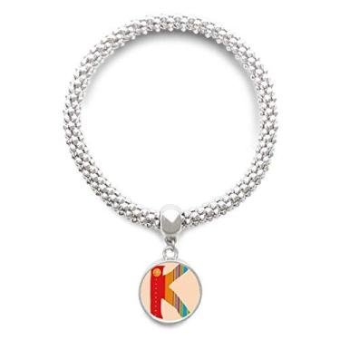 Imagem de DIYthinker K alfabeto laranja fruta linda pulseira prata pingente redondo joia corrente
