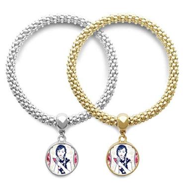 Imagem de DIYthinker Bracelete com pingente de mulher rosa da cultura chinesa joia presente para casais