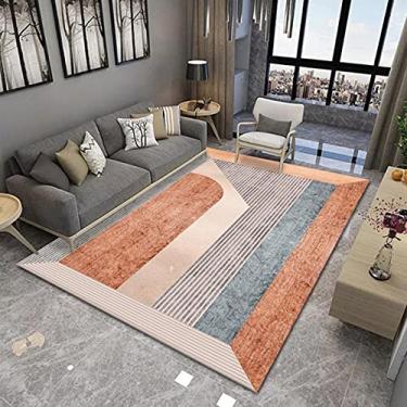 Imagem de jia cool Tapete contemporâneo Boho estilo retrô abstrato para sala de estar, tapetes antiderrapantes para áreas internas/externas, 179,8 x 259 cm, geométrico-197
