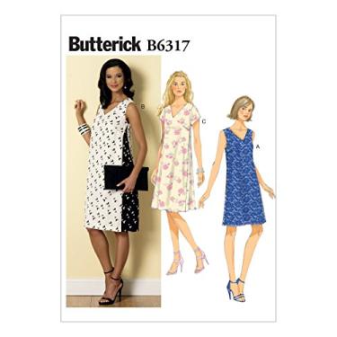 Imagem de Butterick Patterns Vestidos femininos B6317, pulôver, gola V, tamanho E5 (14-16-18-20-22)