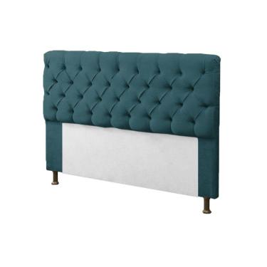 Imagem de Cabeceira para Cama Box Solteiro 90cm Mirage c/ Capitonê Suede Azul Turquesa - LM DECOR
