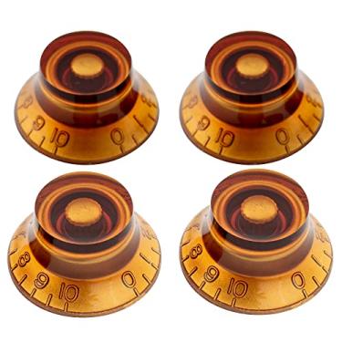 Imagem de Musiclily Pro Tamanho Métrico 18 Splines Knobs Guitarra Top Hat para Estilo Les Paul, Âmbar (4 Peças)