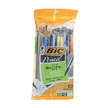 Imagem de BIC (R) Lapiseiras Xtra-Life, ponta média, 0,7 mm, tubo transparente, tinta preta, pacote com 10