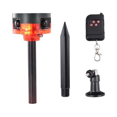 Imagem de Alarme detector de movimento,Alarme de luz solar LED com controle remoto | Som alto e sirene ajustável do sensor do detector de movimento para a jarda de exploração agrícola da escola da Maidong