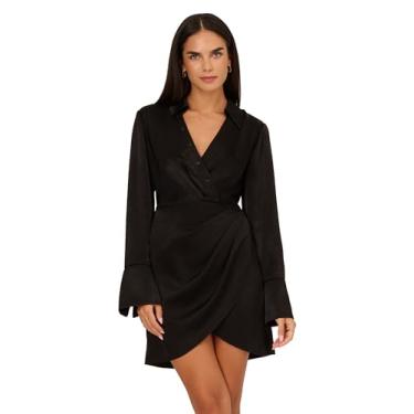 Imagem de Adrianna Papell Vestido feminino curto de cetim, Preto, 36