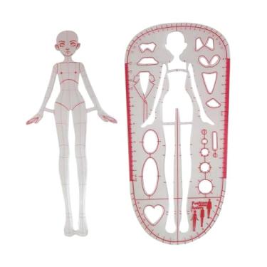 Imagem de oshhni 2 pçs modelo régua de costura régua retalhos alfaiataria roupas portáteis modelos de medição moda ilustração réguas