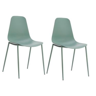 Imagem de Kit com 2 Cadeiras Miami Com Assento em Polipropileno e Base em Aço Pintado Fratini - Verde Aloe