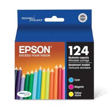 Imagem de Cartucho de jato de tinta Epson DURABrite T124520 Ultra 124 de capacidade moderada - Pacote com - 1 ciano/1 magenta/1 amarelo