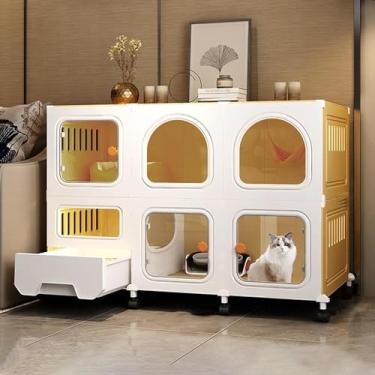 Imagem de Gaiolas para gatos internas grandes com caixa de areia e polia, cercadinho para gatos, casa para animais pequenos, caixa para gatos montada, B, 41,7" C x 18,3" L x 29,5" A