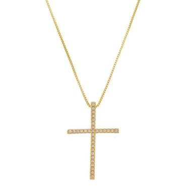 Imagem de Corrente Feminina Pingente Crucifixo Banhado À Ouro