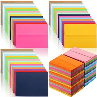 Imagem de 300 peças A9 envelopes de convite de 15 cores para cartões de 14 x 21,6 cm, descasque e pressione envelopes de selo arco-íris para cartas, fotos, cartões, casamento, chá de bebê 14,6 x 22,2 cm