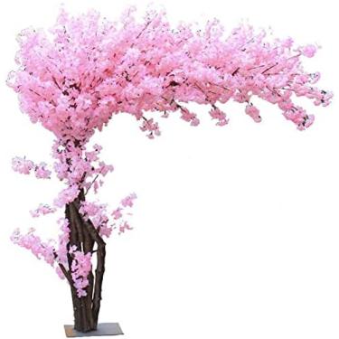Imagem de Árvores de flor de cerejeira artificiais feitas à mão, flores vívidas, árvore de seda, flores de sakura, árvore de flores falsas para festa de casamento, decoração de casa, interior ou exter