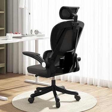 Imagem de HDHNBA Cadeira de escritório ergonômica de encosto alto com suporte lombar apoio de cabeça ajustável apoio de braço 3D e suporte lombar para cadeira de escritório em casa, cadeira de escritório de