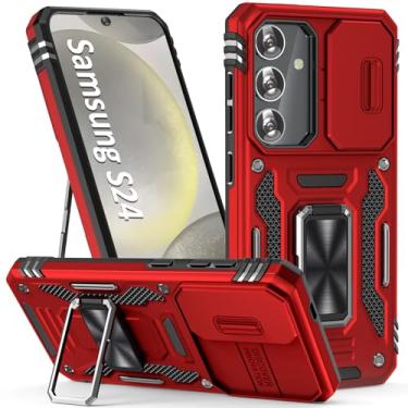 Imagem de SEFING Capa para Samsung Galaxy S24 Capa de celular Samsung S24 com capa para câmera, com suporte de anel, com função de suporte magnético para carro, para Samsung Galaxy S 24 (vermelho)