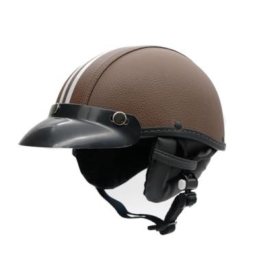 Imagem de Capacete Coquinho Custom Br101 Bike Scooter Elétrica Skate Revestido Couro Preto Premium (M - VESTE 57/58)