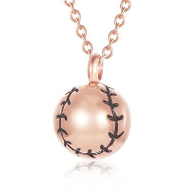 Imagem de Joia de cremação de beisebol para cinzas memorial urna joia de aço inoxidável urna de lembrança esportiva colar com pingente de urna funerária de cinzas, Aço inoxidável, Sem Pedra Preciosa