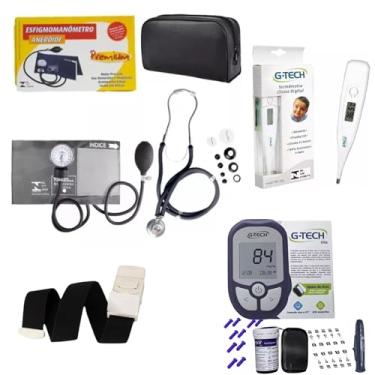 Imagem de Kit Enfermagem + Aparelho Medidor Glicose VITA Completo Premium (GRAFITE)