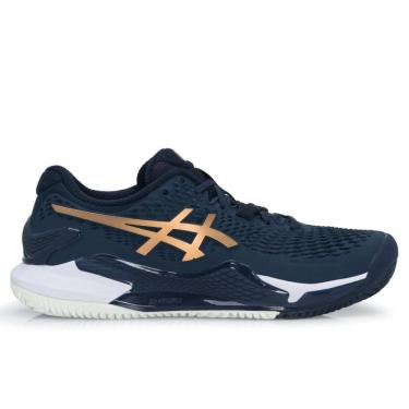 Imagem de Tênis Asics Gel Resolution 9 Clay Marinho Branco e Dourado