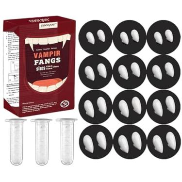Imagem de COOLJOY 12 Pairs Vampire Teeth Fangs 4 Size with Adhesive Halloween Party Cosplay Props Horror Fake Teeth Props Party Favors Masquerade Costume Accessories Gift