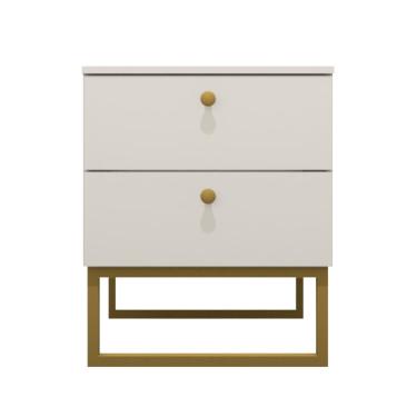 Imagem de Mesa de Cabeceira Industrial MDF com Pés Metalon Dourado PlanCasa