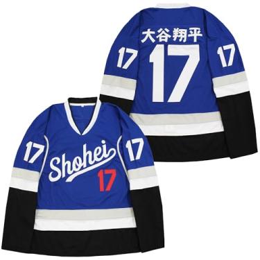 Imagem de XWEARE Camiseta masculina Ohtani Hockey #17 Fans Sport Hipster Hip Hop costurada azul, Azul, GG