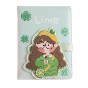 Imagem de Joucien Página de título tridimensional colorida Hot Stamping Hand Ledger PU Magnetic Buckle Hand Ledger Student Girl Cute Notebook-Summer Fruit D