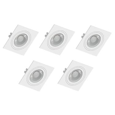 Imagem de Kit 5 Spot LED Quadrado Branco Direcionável Embutir 9W Branco Quente 3000K Bivolt