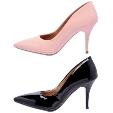 Imagem de Kit 2 Pares Scarpin Feminino Ellas Online Rosa/Preto