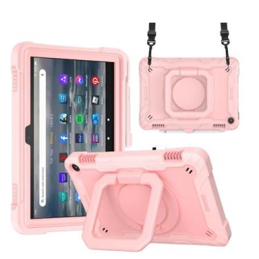 Imagem de Capa para tablet Amazon Fire HD8/HD8 HD 8 Plus 2022 12ª geração para tablet Fire 7 2022 12ª geração à prova de choque (ouro rosa, Fire 7 2022)