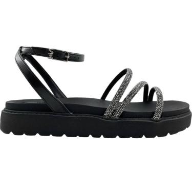 Imagem de Sandália Feminina Papete Casual Dia a Dia Conforto com Strass Via Marte 176-006