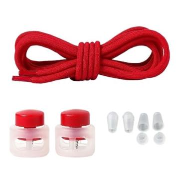 Imagem de Elastic Laces Sneakers Round Rubber Bands No Tie Shoelaces Unisex Basketball Shoe Laces Children Free Tie Shoestrings(Red)