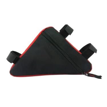 Imagem de Fancyes Bolsa de armazenamento para bicicleta, bolsa triangular, bolsa de selim, tecido Oxford, bolsa de grande capacidade, bolsa para quadro de bicicleta, Vermelho